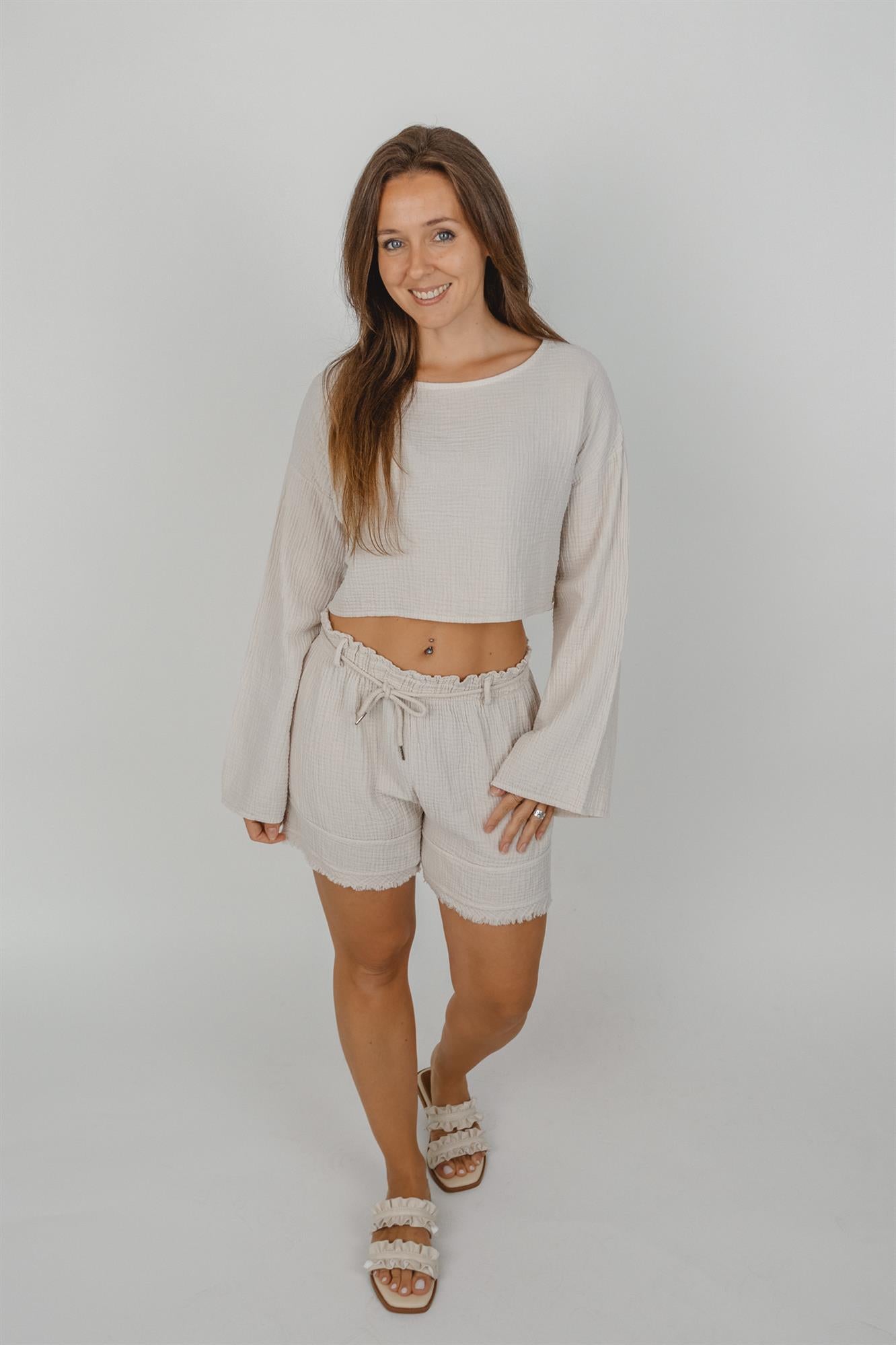 Musselin-Set Shirt & Shorts