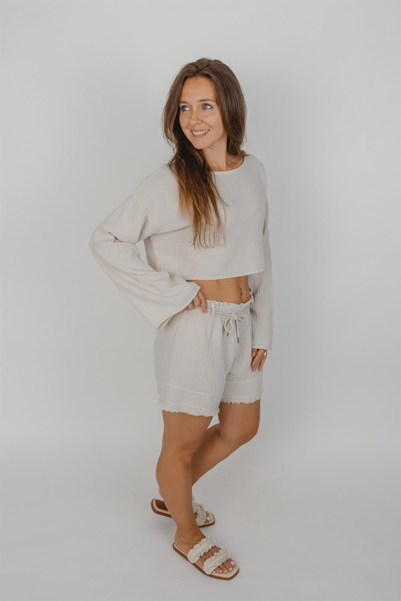 Musselin-Set Shirt & Shorts