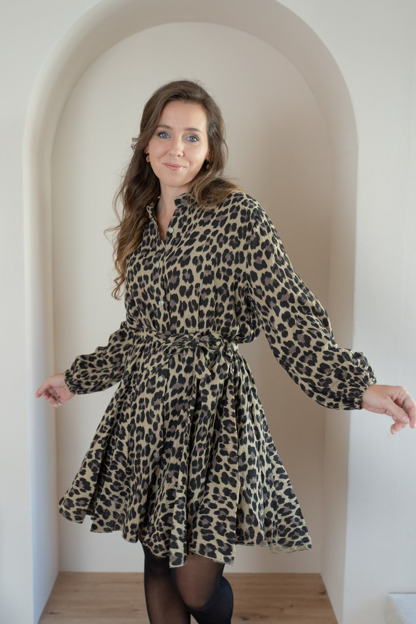 Musselin Kleid mit Stehkragen