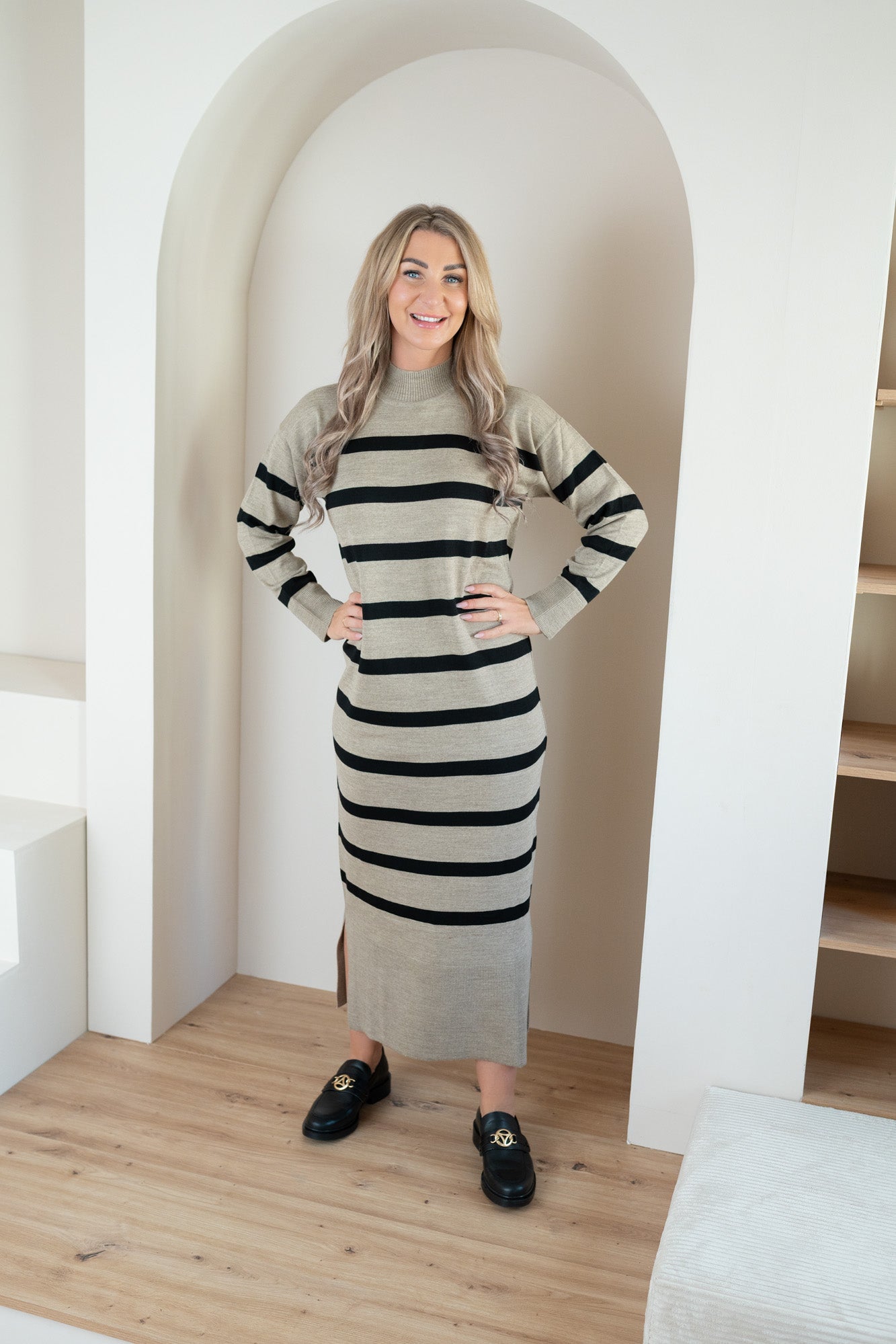 Kleid lang mit Streifen