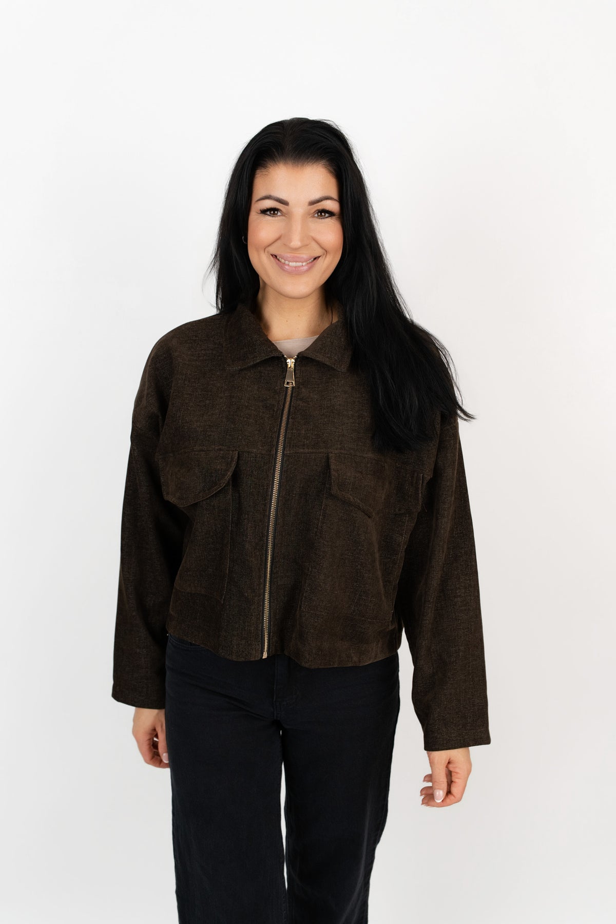 Jacke mit goldenem Reißverschluss