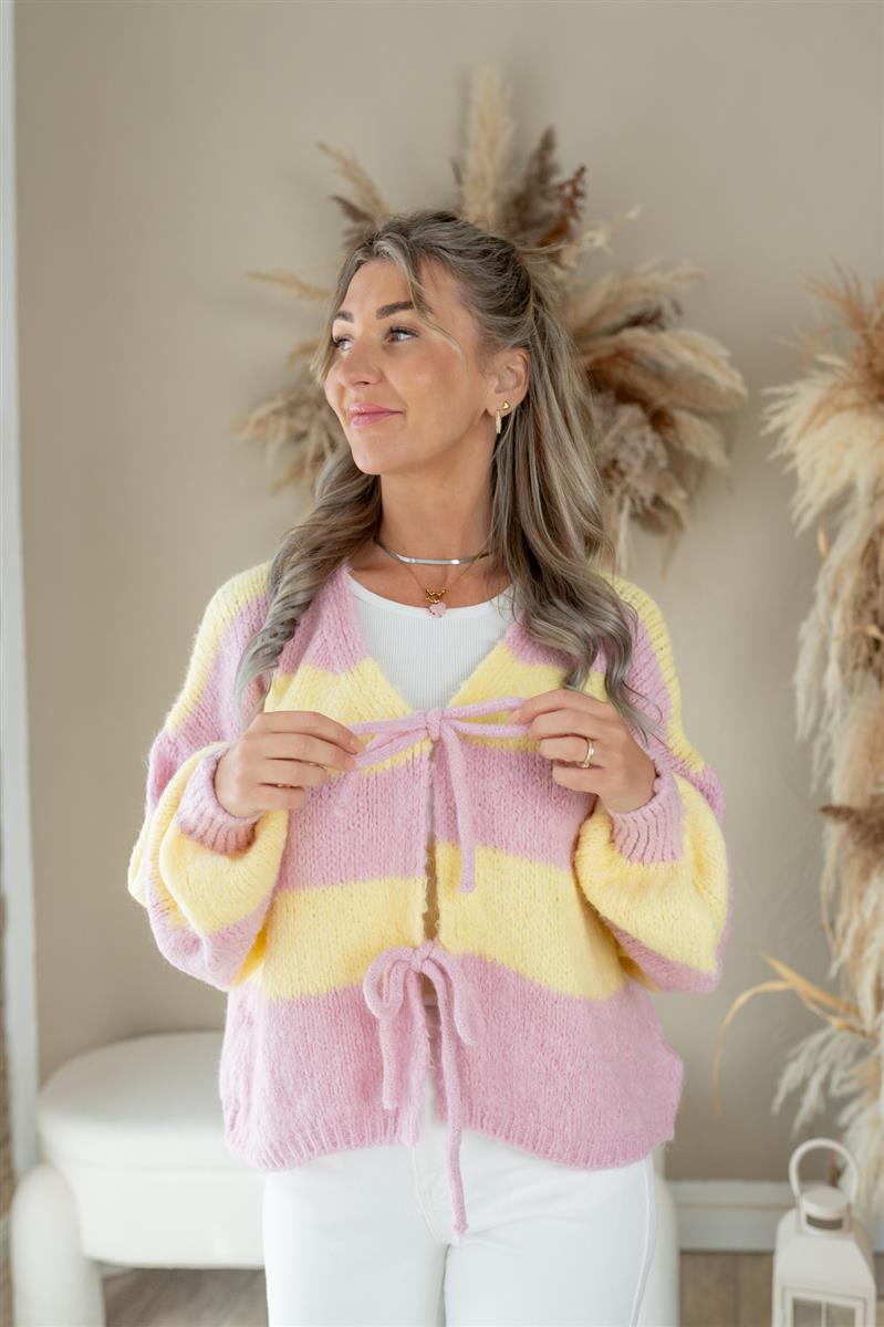 Cardigan gestreift mit Schleife