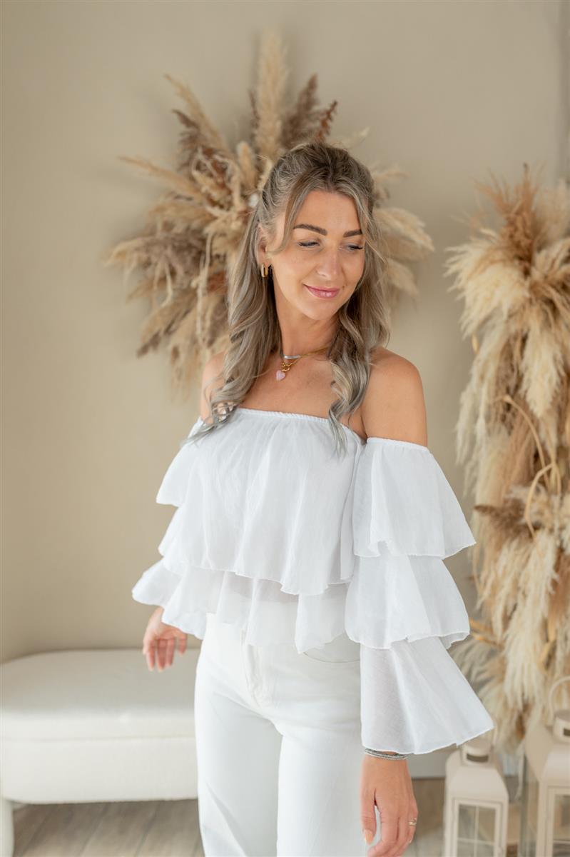 Off-Shoulder Volant-Bluse