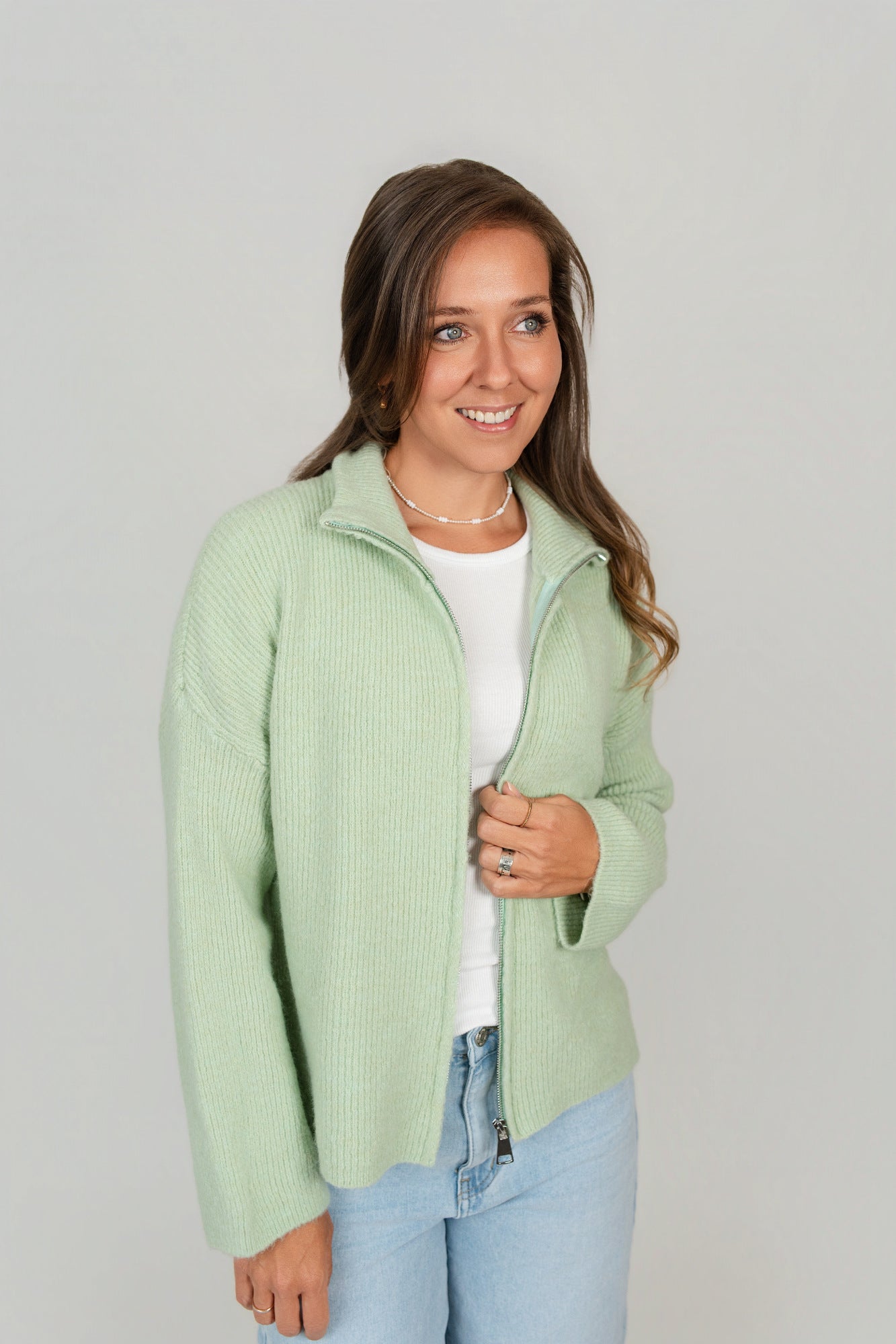 Zip-Up Cardigan uni