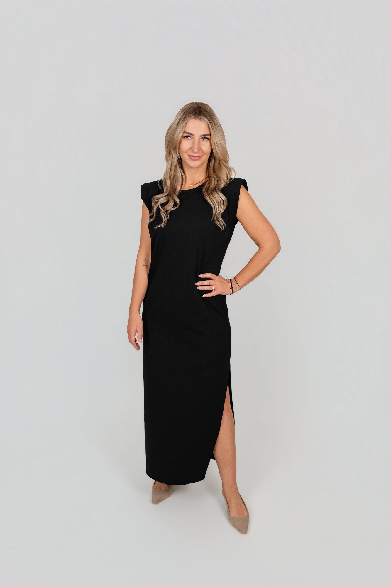 Shirtkleid mit Schulterpolstern