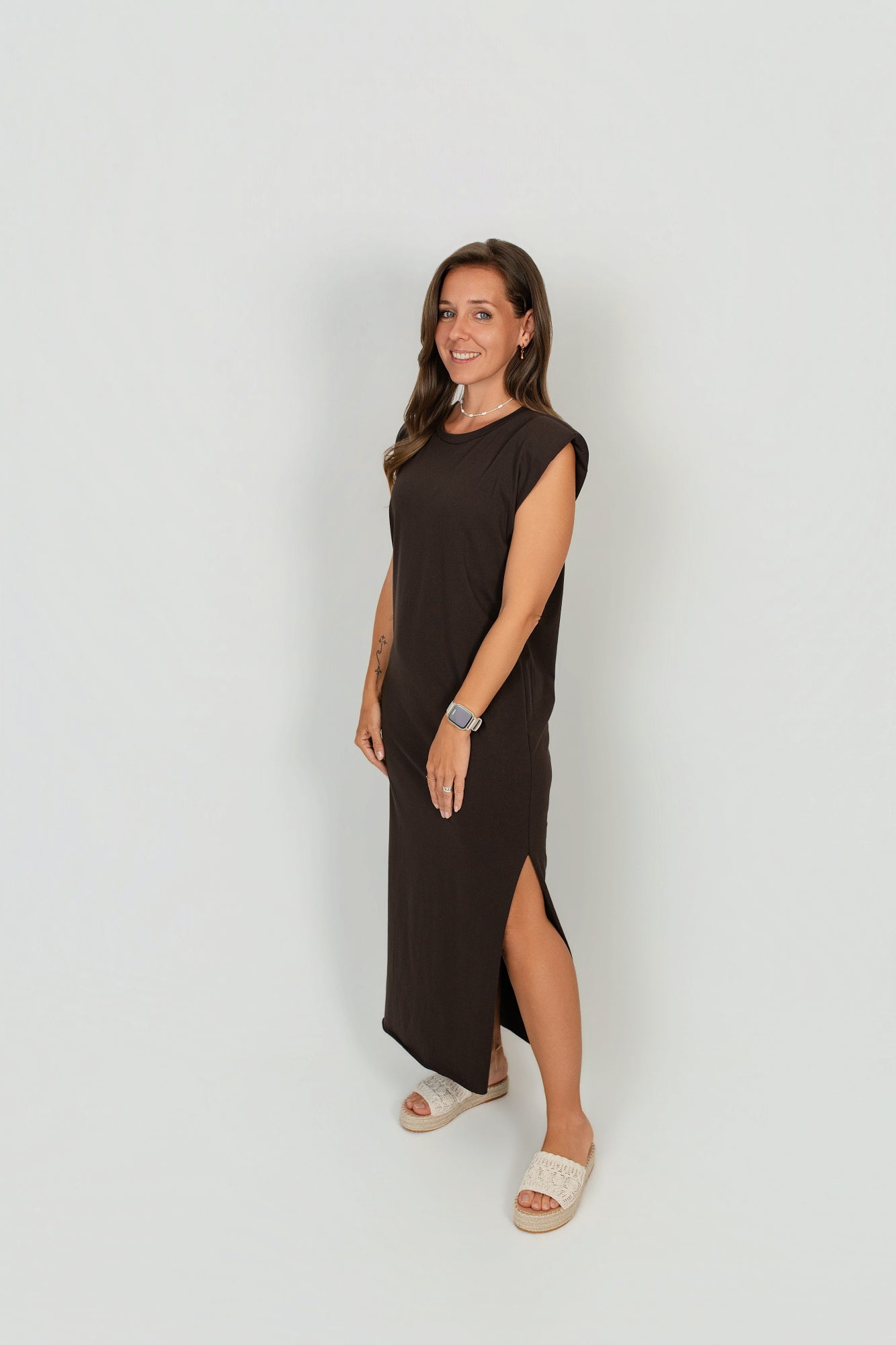 Shirtkleid mit Schulterpolstern