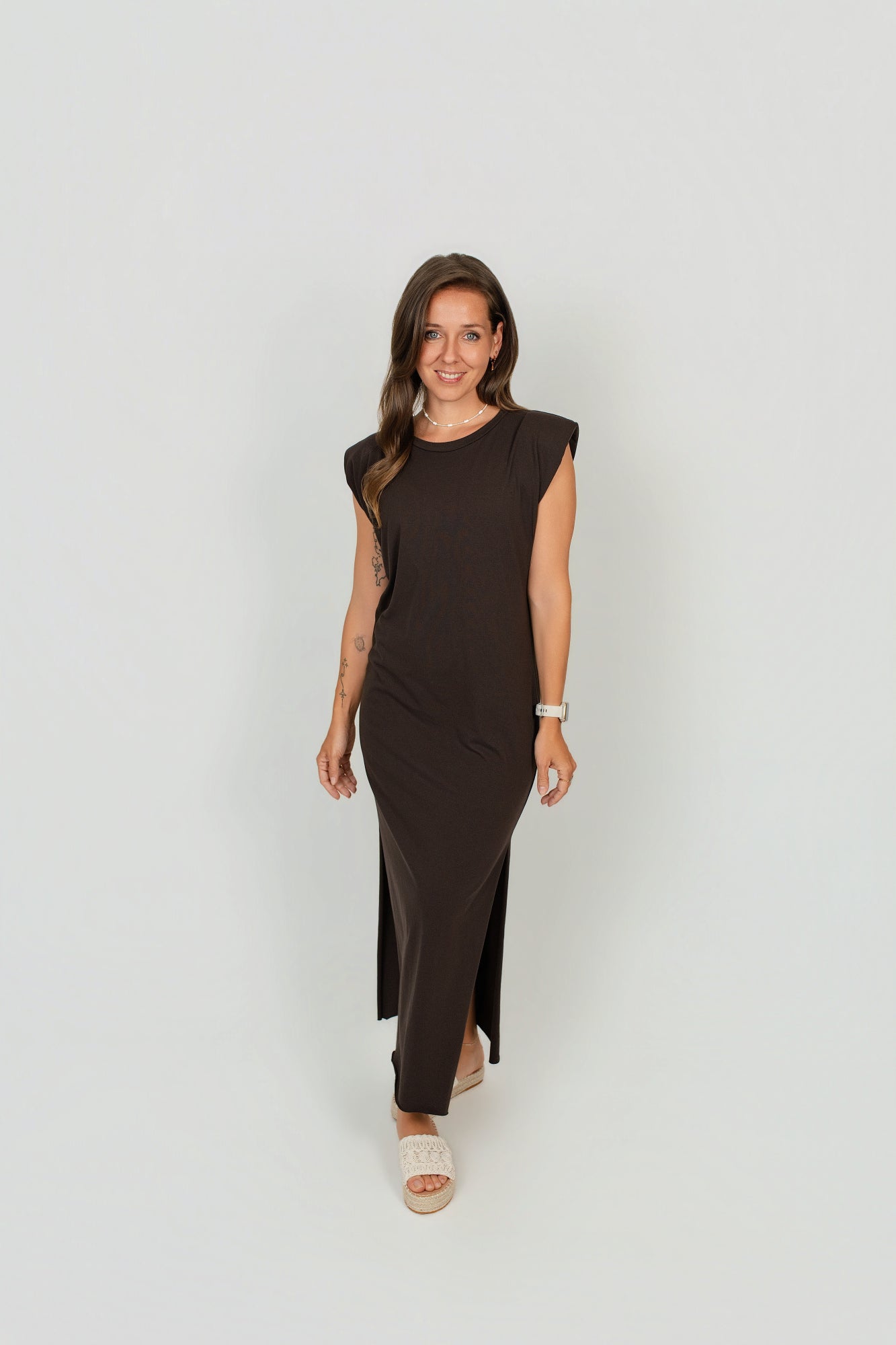 Shirtkleid mit Schulterpolstern