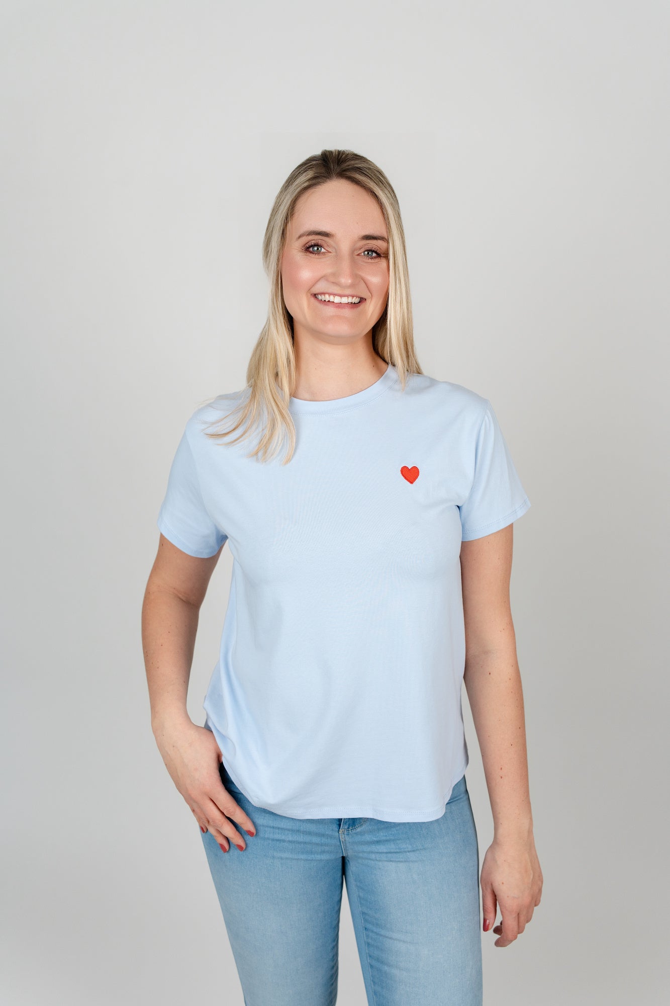 T-Shirt mit gesticktem Herz