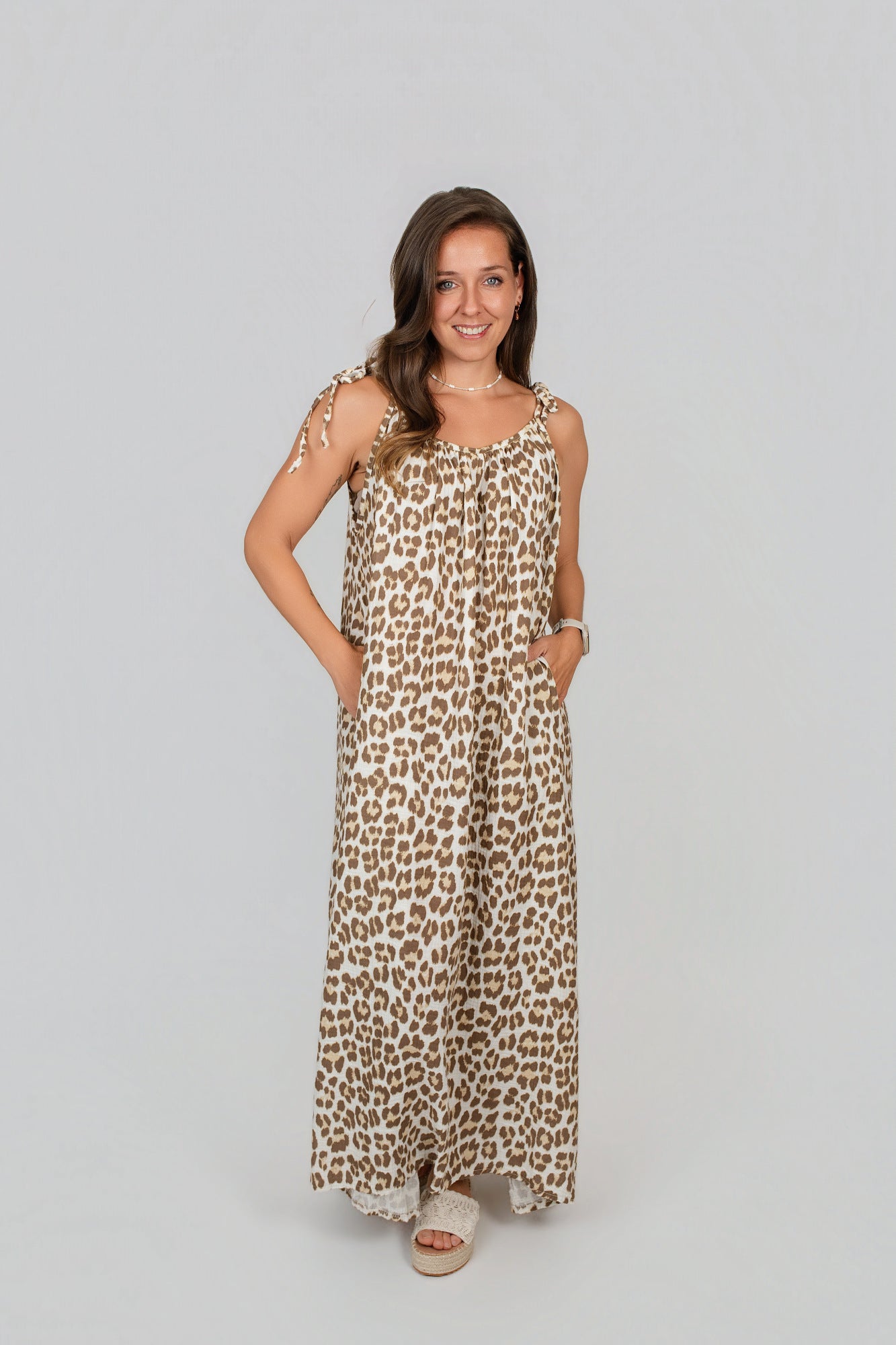 Musselin Kleid zum Binden Leo