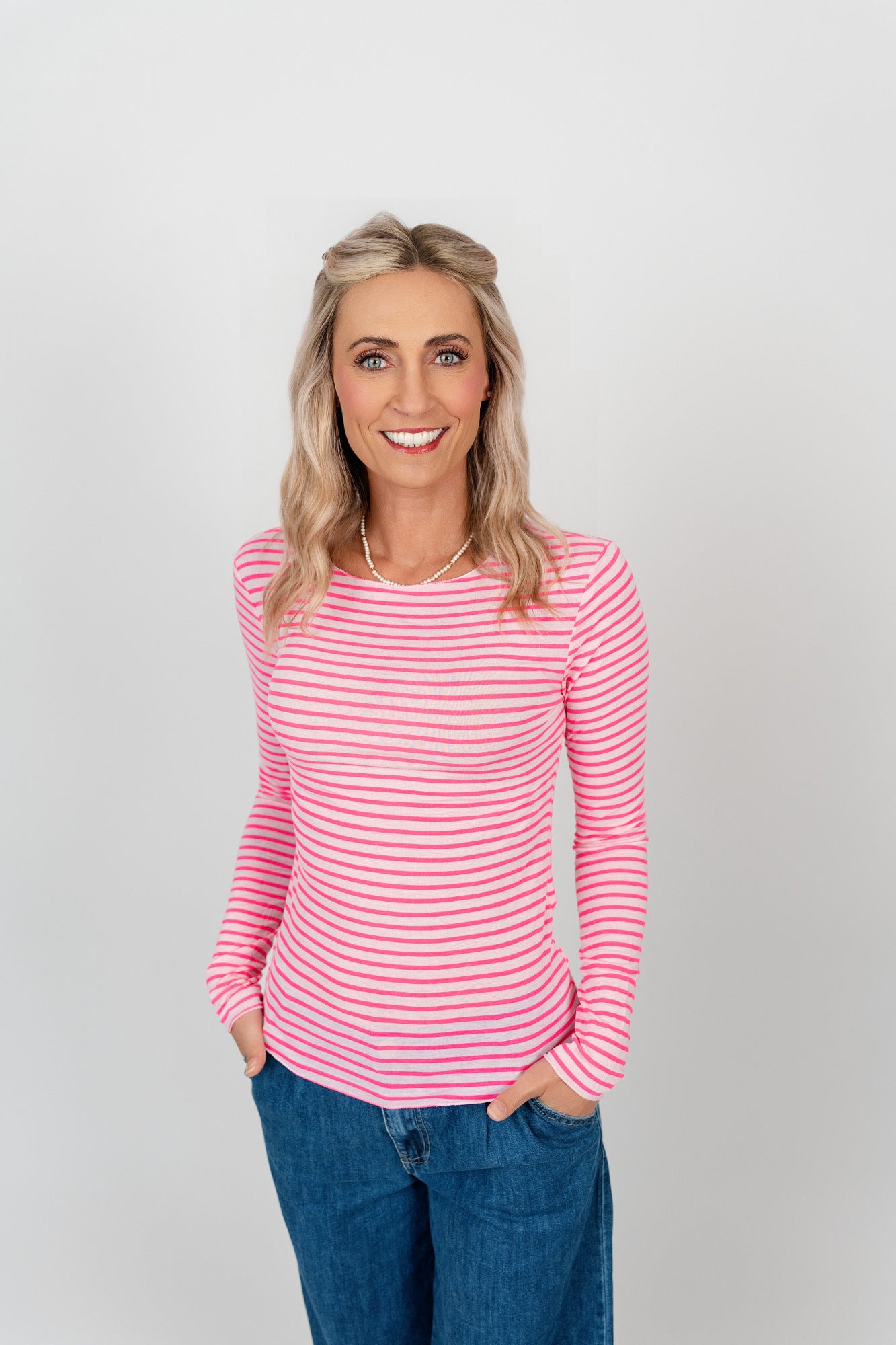 Langarmshirt mit Kaschmir gestreift