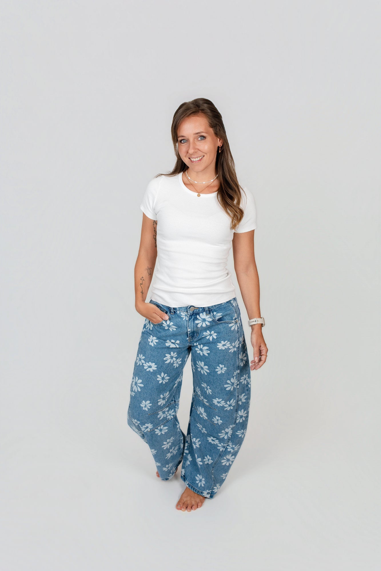 Jeans Balloon-Fit mit Blumen