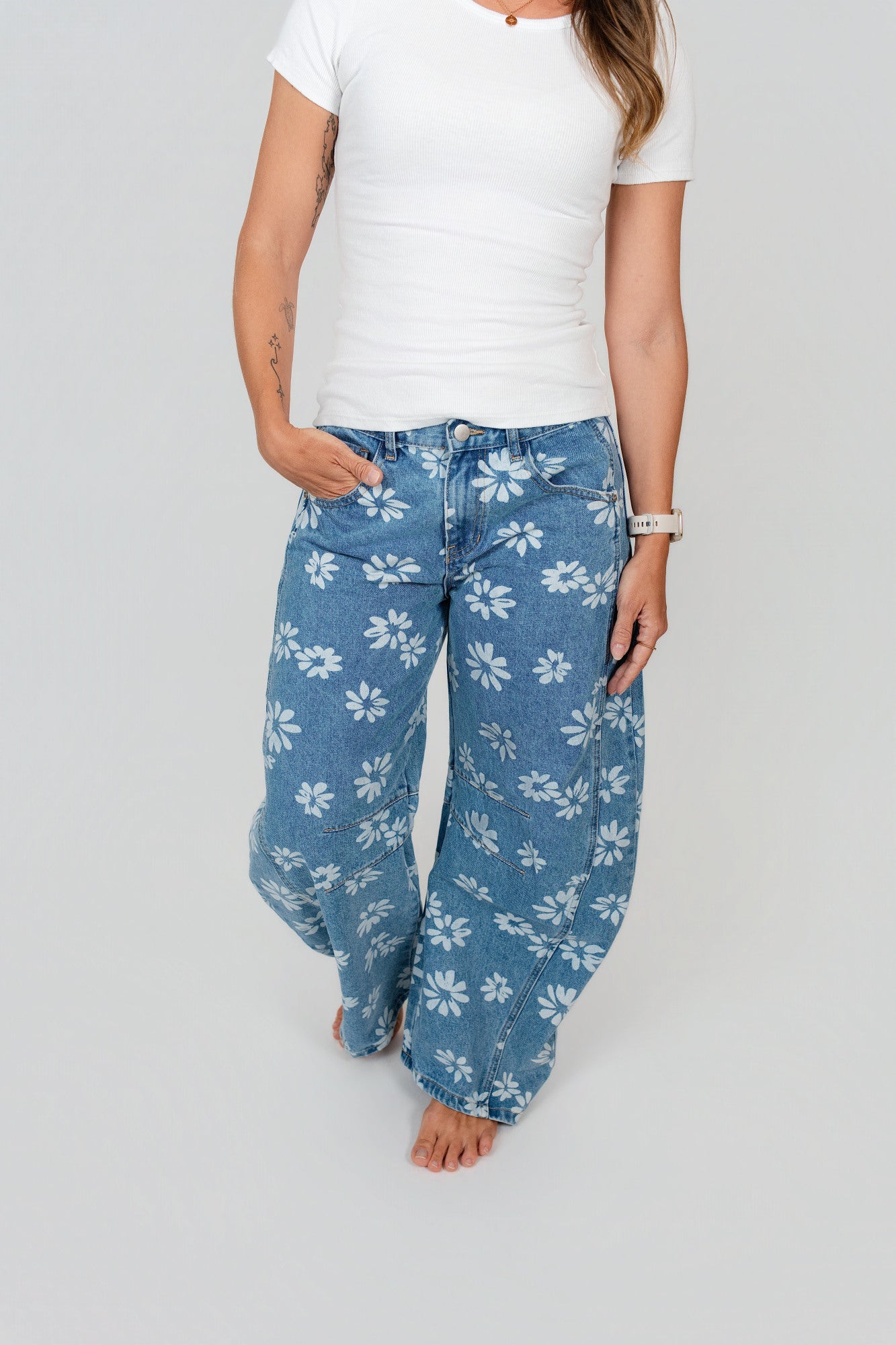 Jeans Balloon-Fit mit Blumen