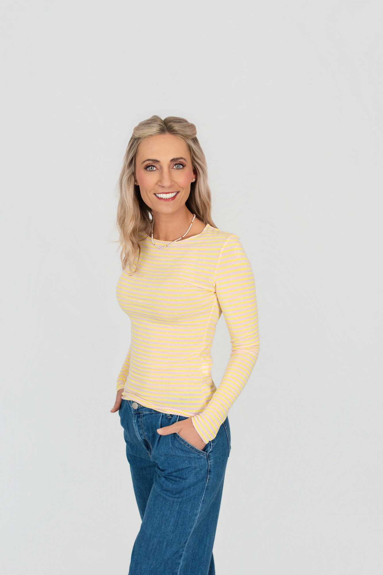 Langarmshirt mit Kaschmir gestreift