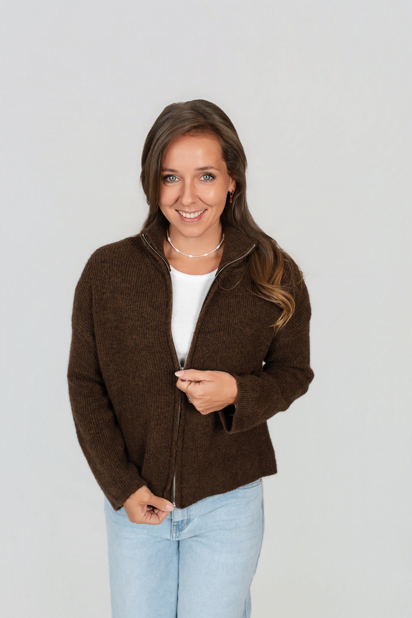 Zip-Up Cardigan uni