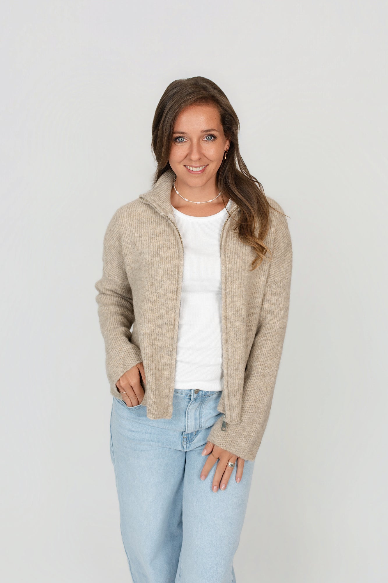 Zip-Up Cardigan uni