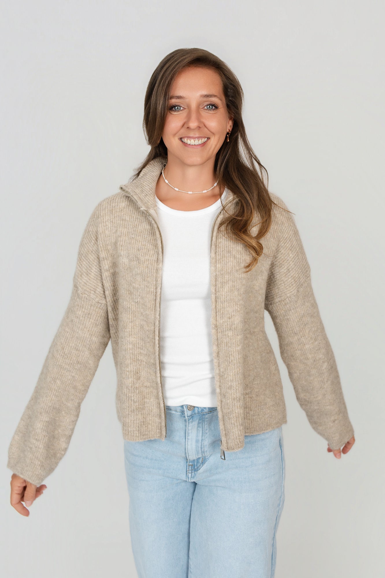 Zip-Up Cardigan uni