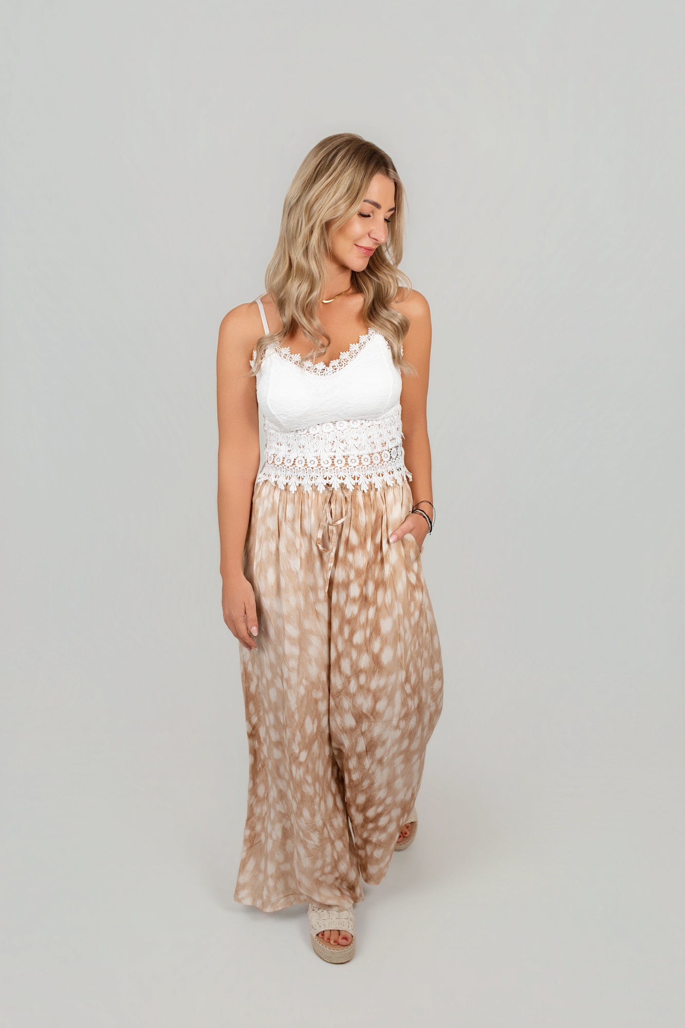 Stoffhose Wide Leg mit Muster