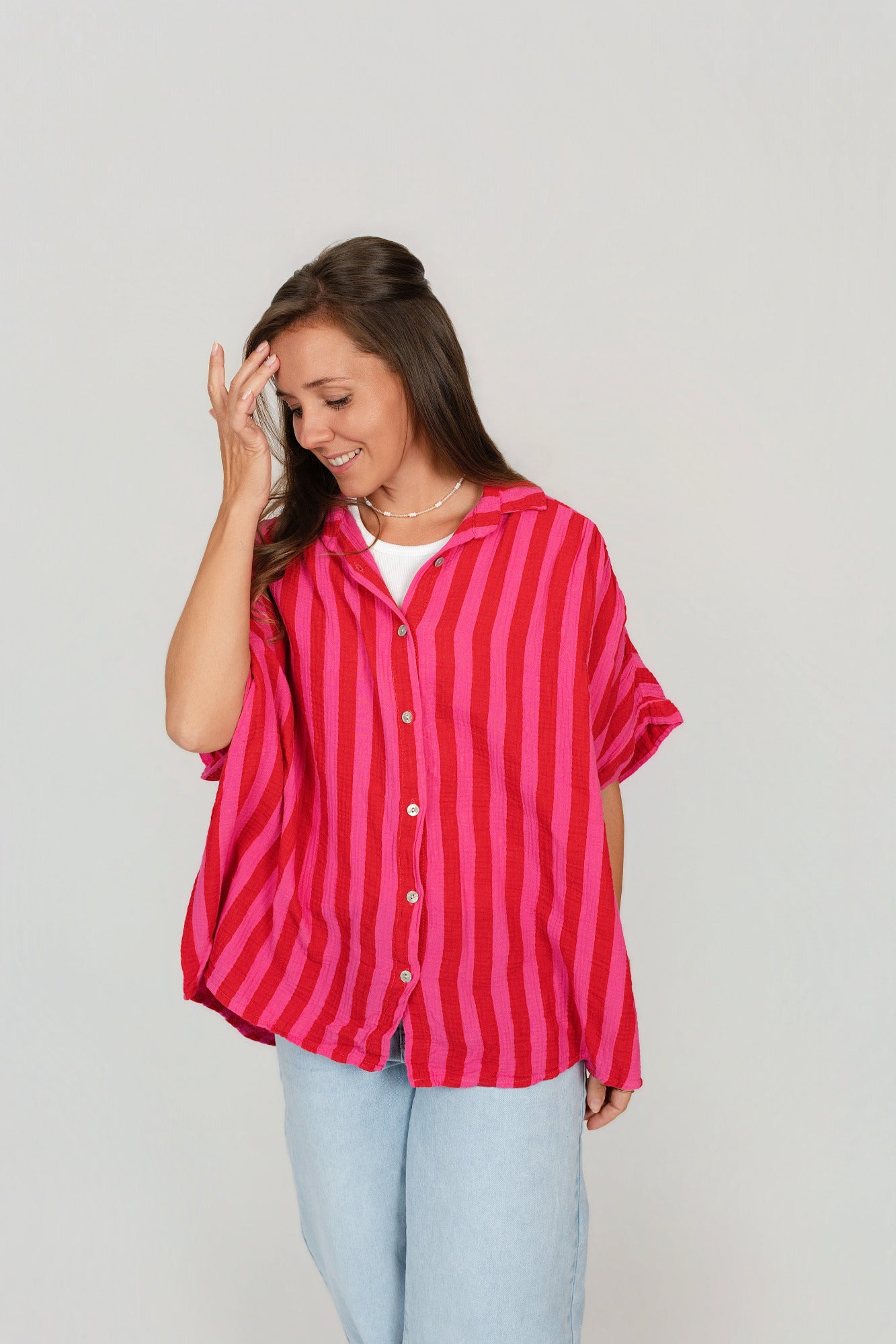 Musselin Bluse kurze Ärmel