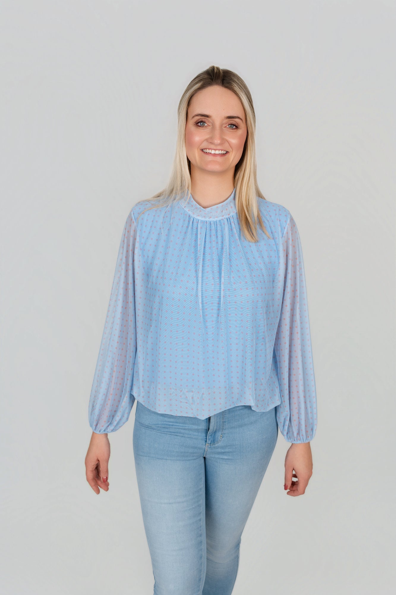 Chiffon Bluse Stehkragen