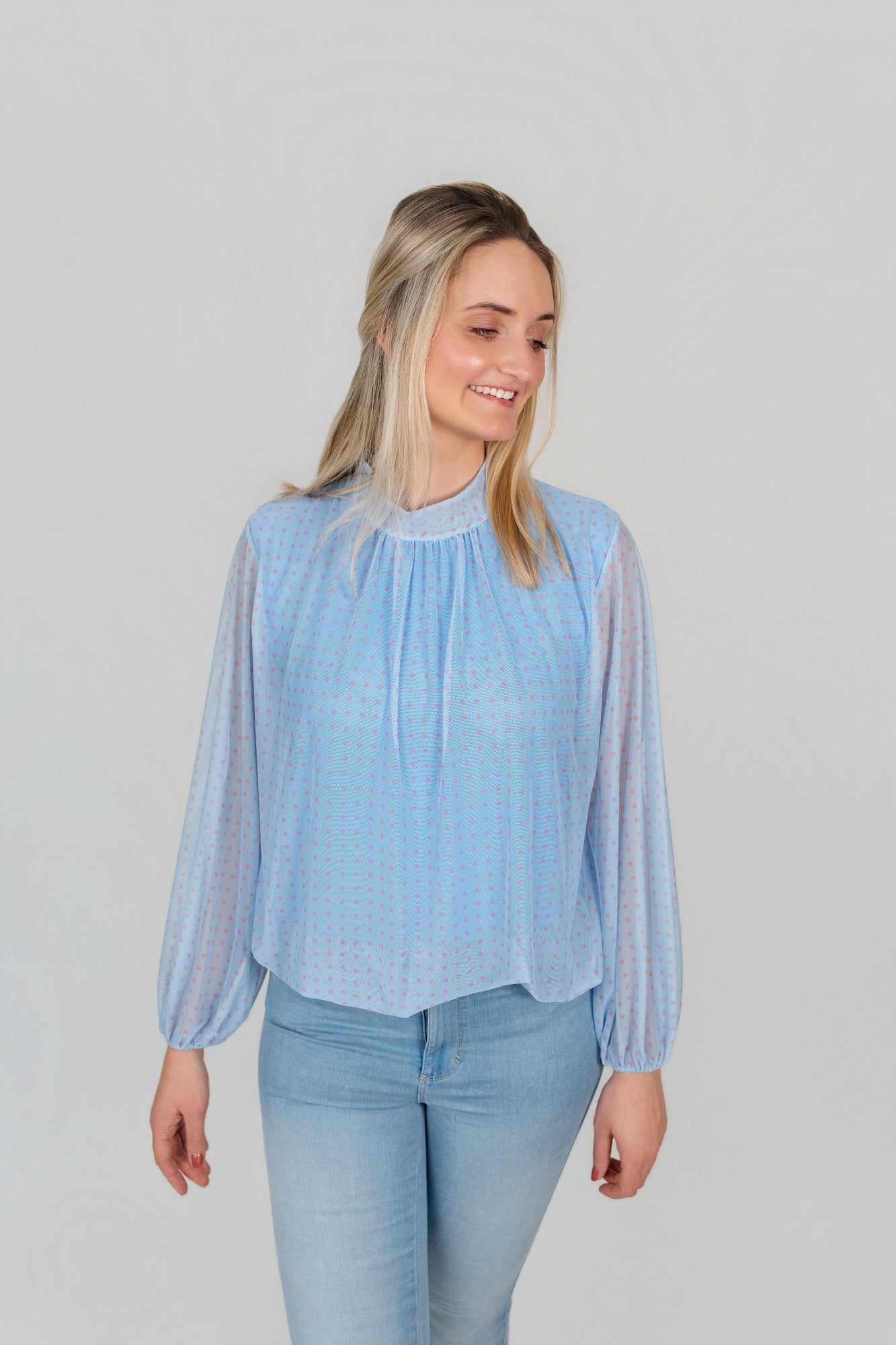 Chiffon Bluse Stehkragen
