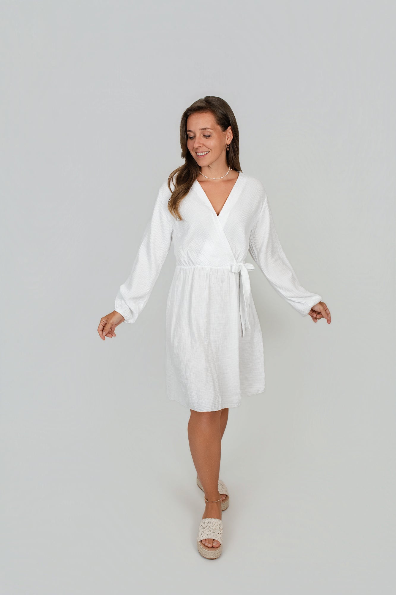 Musselin Kleid Langarm