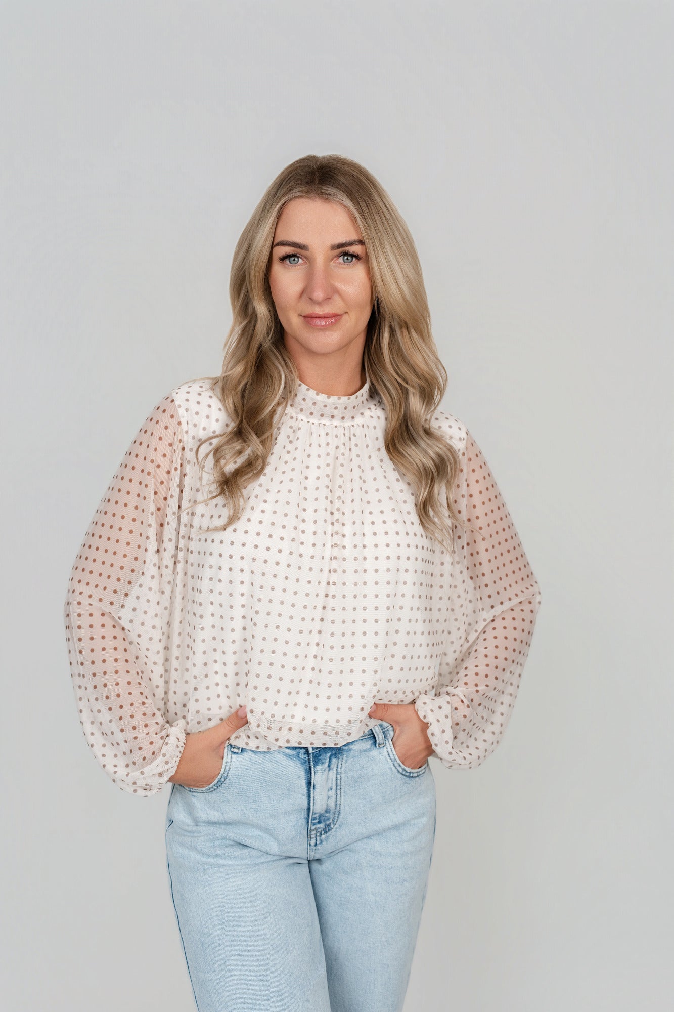 Chiffon Bluse Stehkragen
