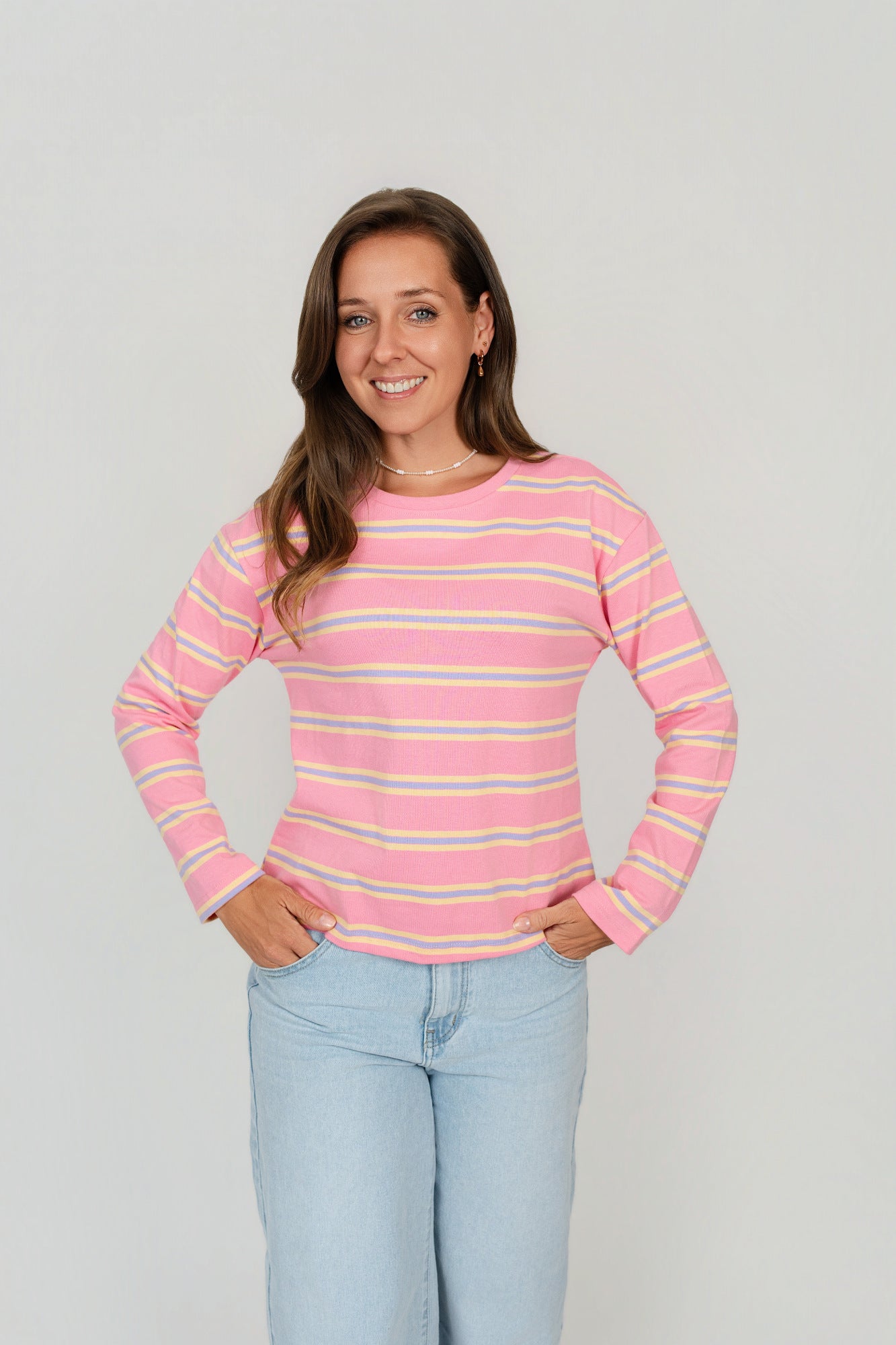 Langarmshirt gestreift Baumwolle