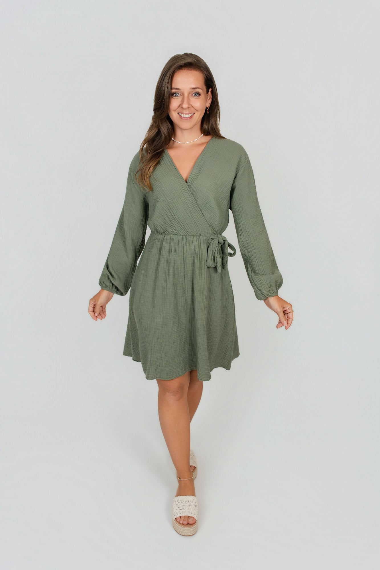 Musselin Kleid Langarm