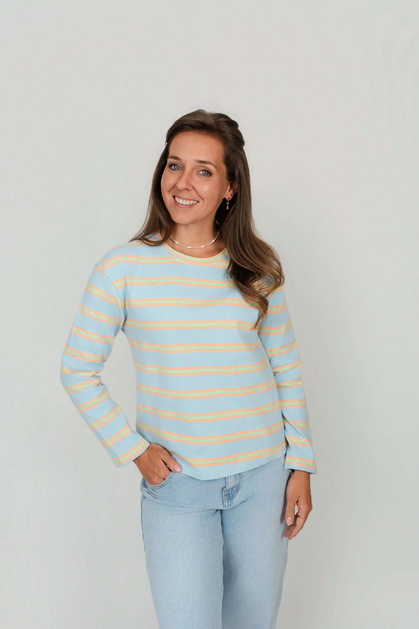 Langarmshirt gestreift Baumwolle