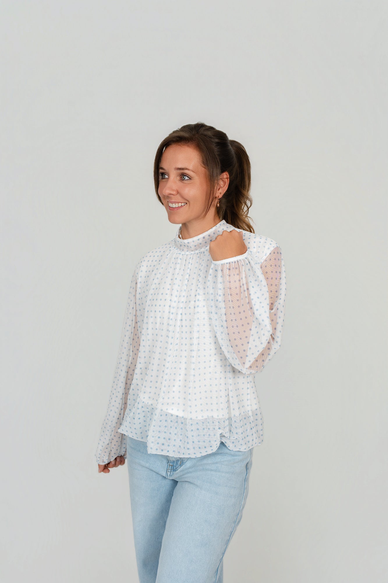 Chiffon Bluse Stehkragen