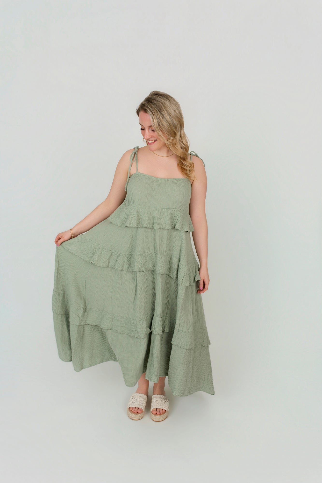 Musselin Kleid mit Rüschen