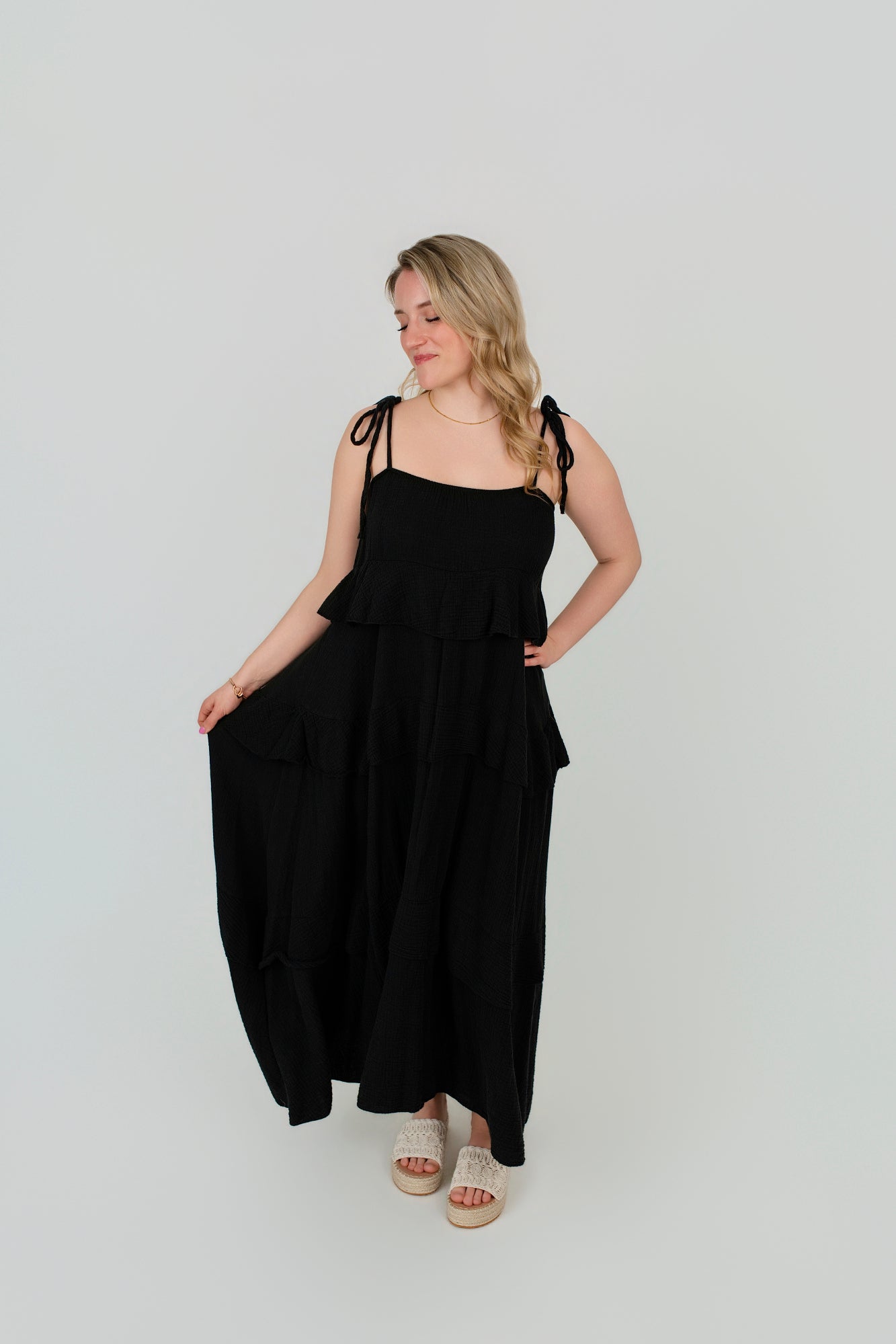 Musselin Kleid mit Rüschen