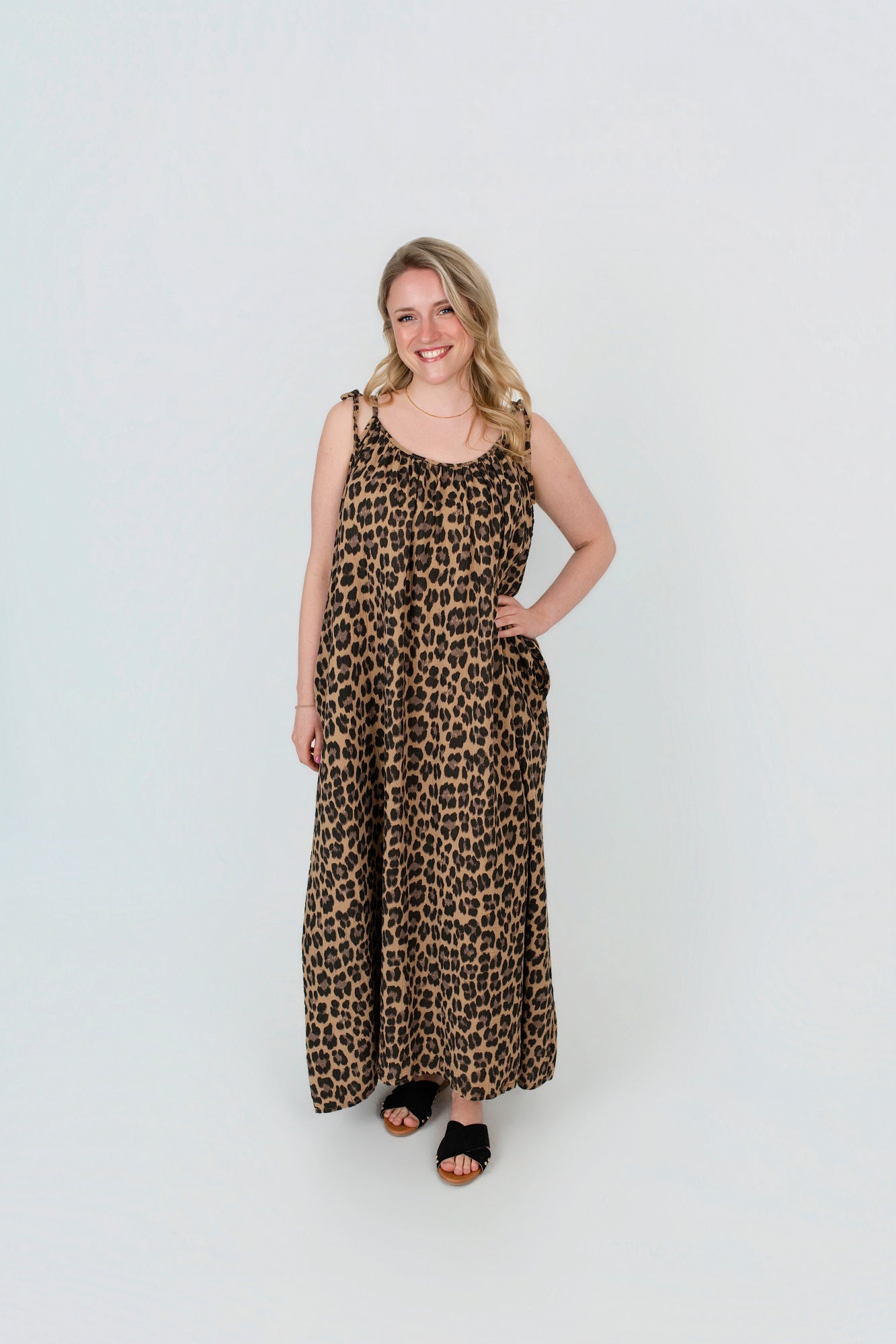 Musselin Kleid zum Binden Leo
