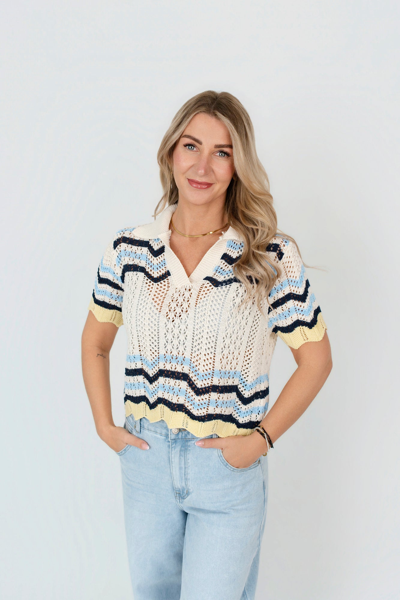 Poloshirt mit Lochstrick
