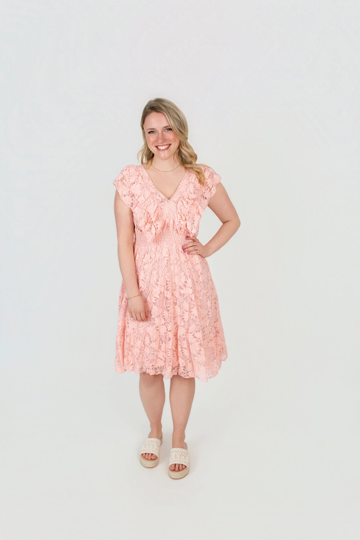Kleid mit Spitze V-Ausschnitt