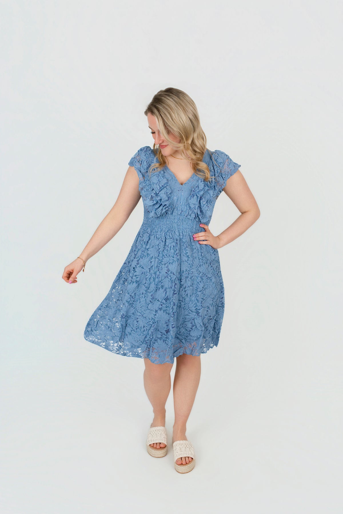 Kleid mit Spitze V-Ausschnitt
