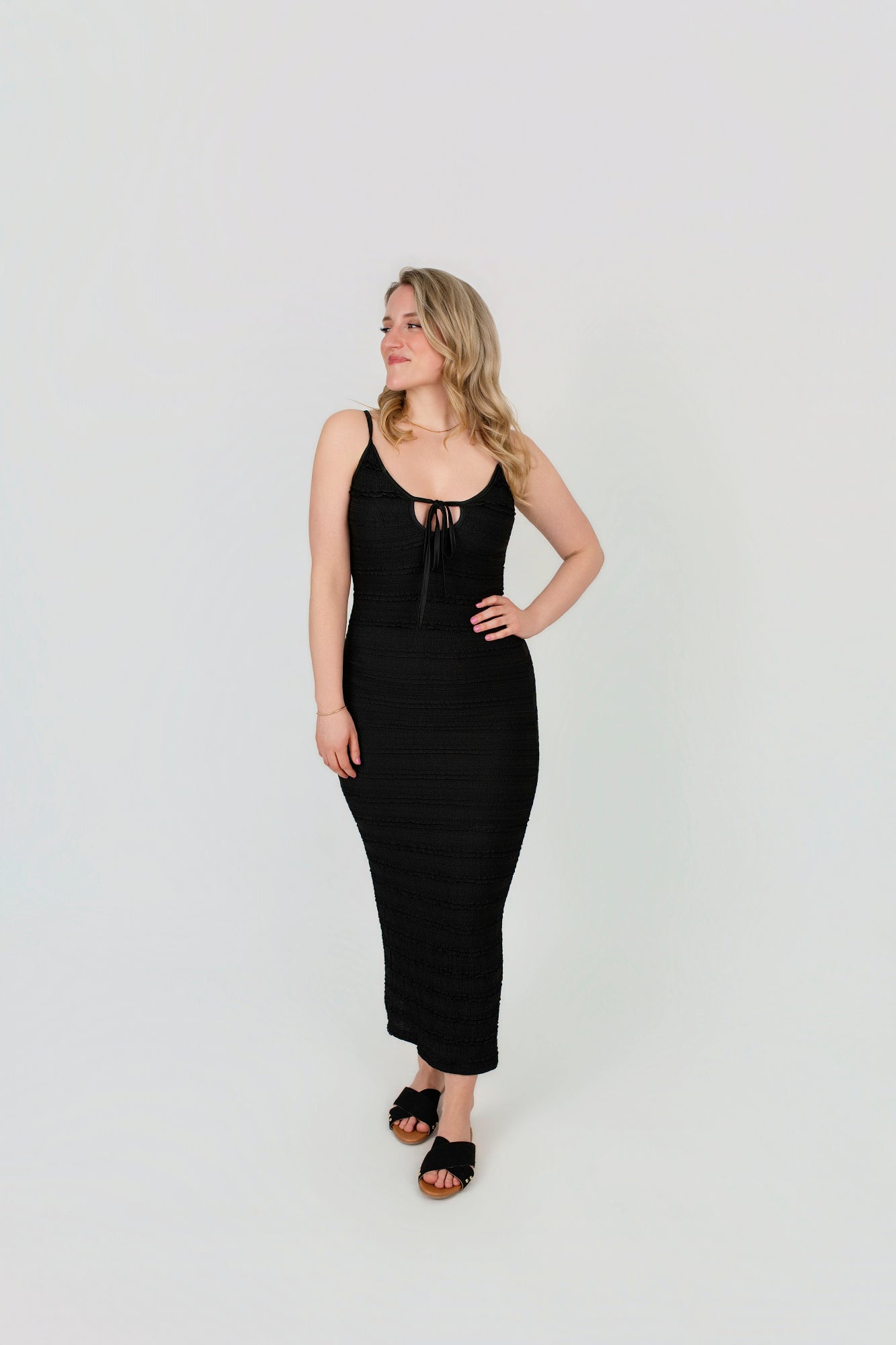 Maxi Trägerkleid mit Schleife