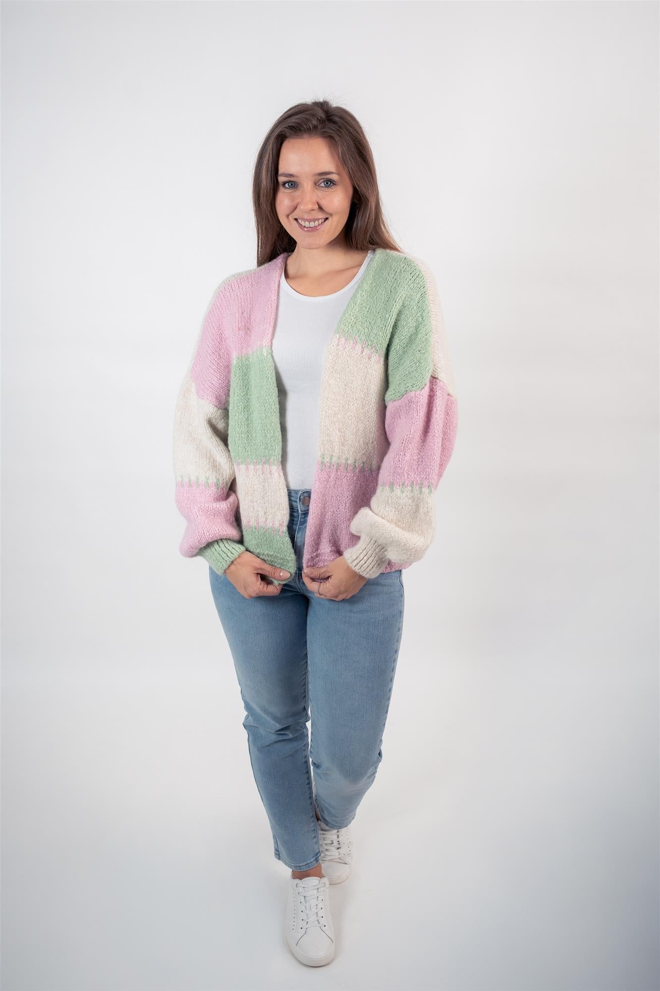 Cardigan mit Colour-Block-Muster