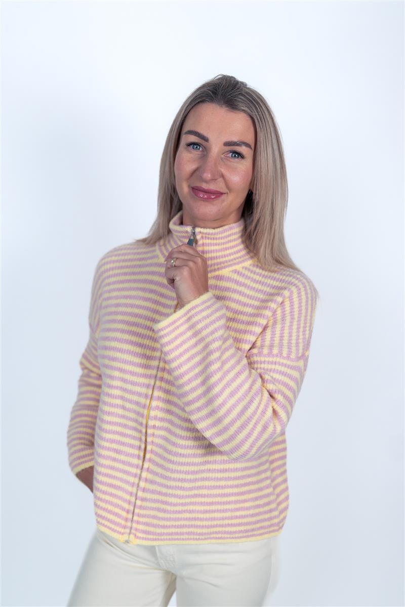 Zip-Up Cardigan gestreift