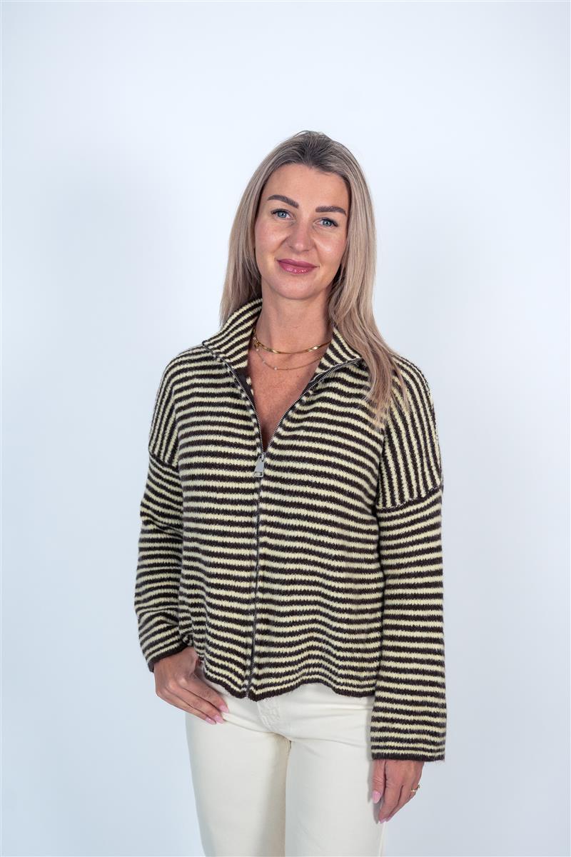 Zip-Up Cardigan gestreift