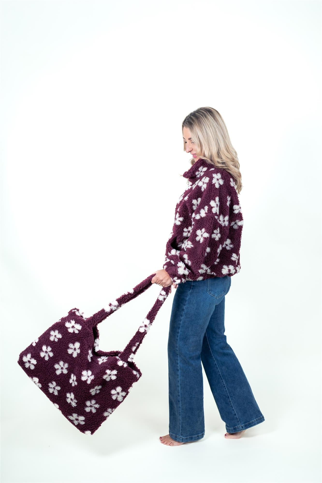 Tasche Teddyfell Blumen