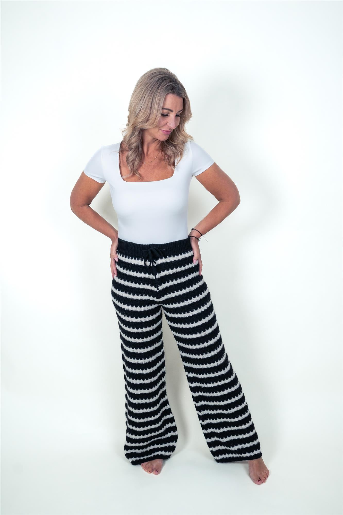 Strickhose gestreift