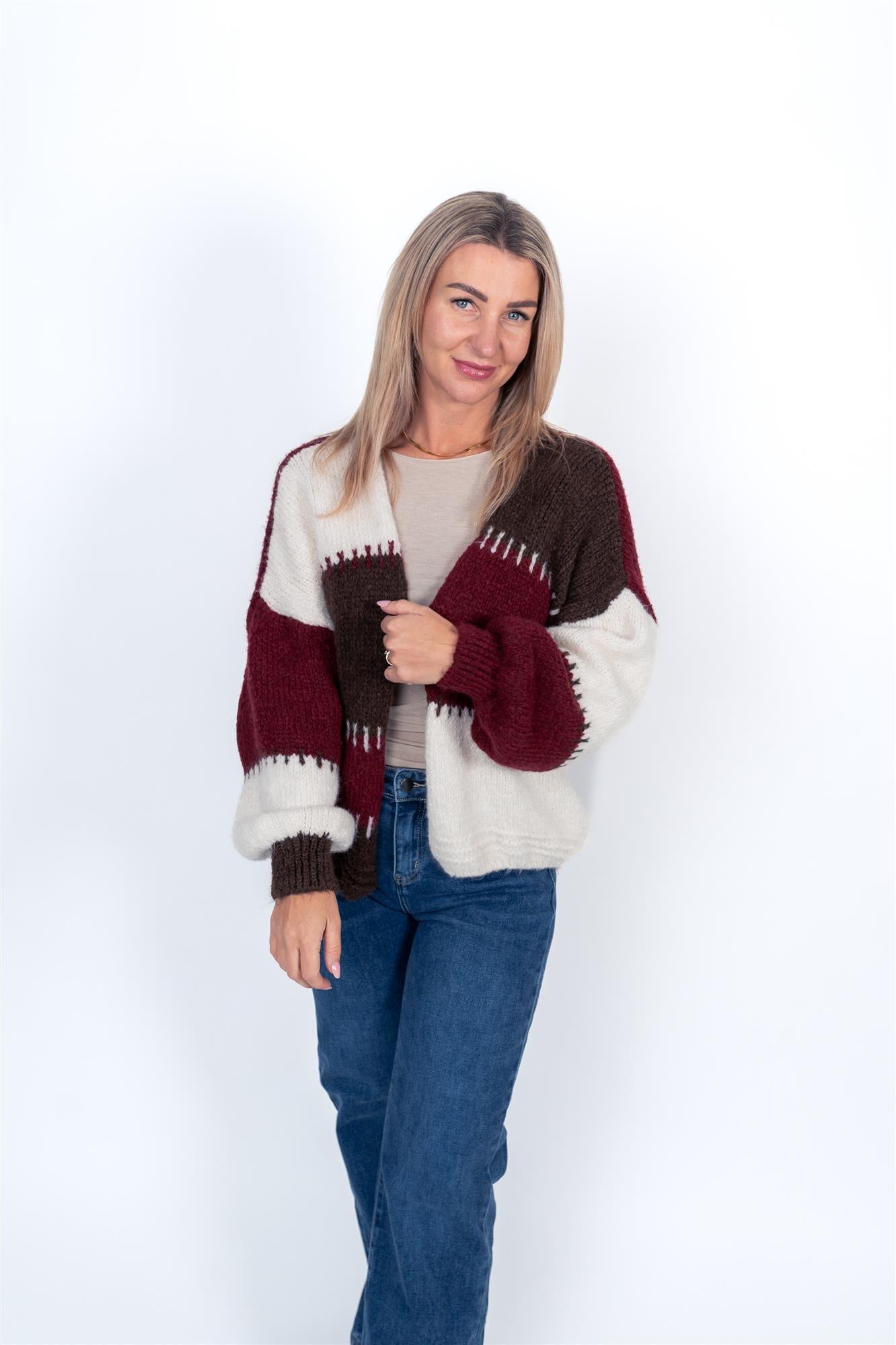 Cardigan mit Colour-Block-Muster