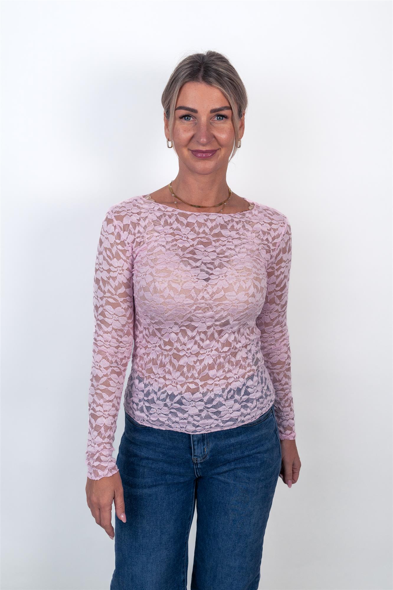 Langarmshirt mit Spitze Rundhals