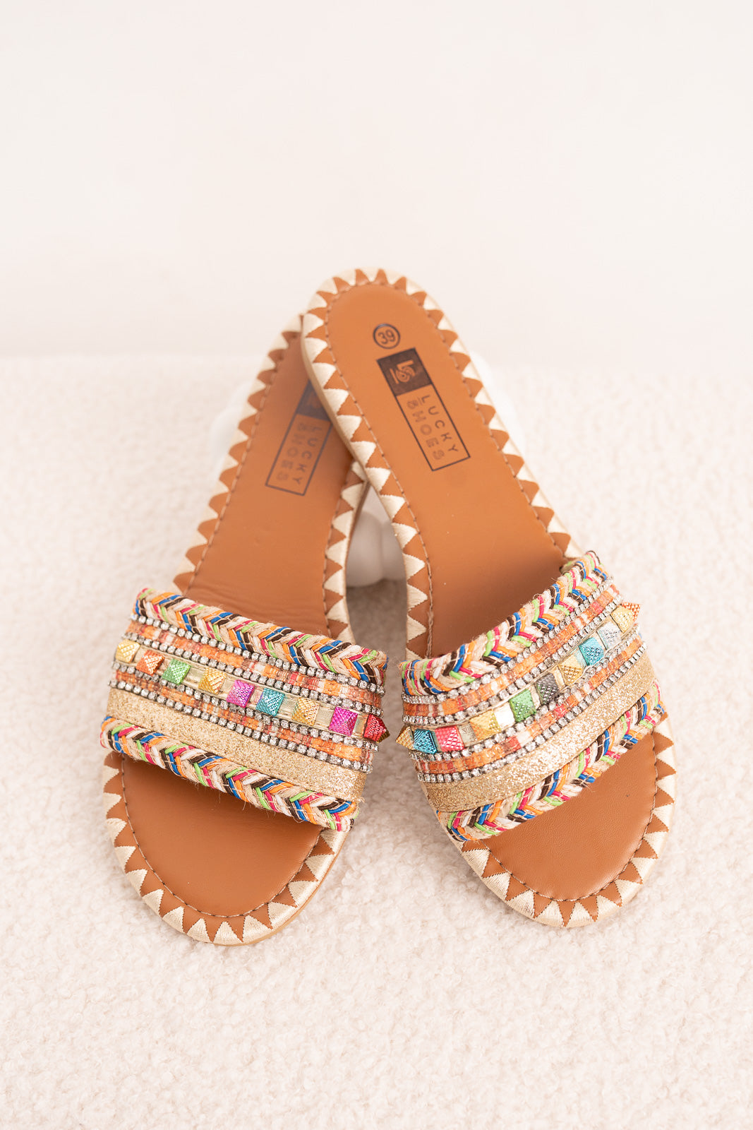 Schlappen bunt-gold