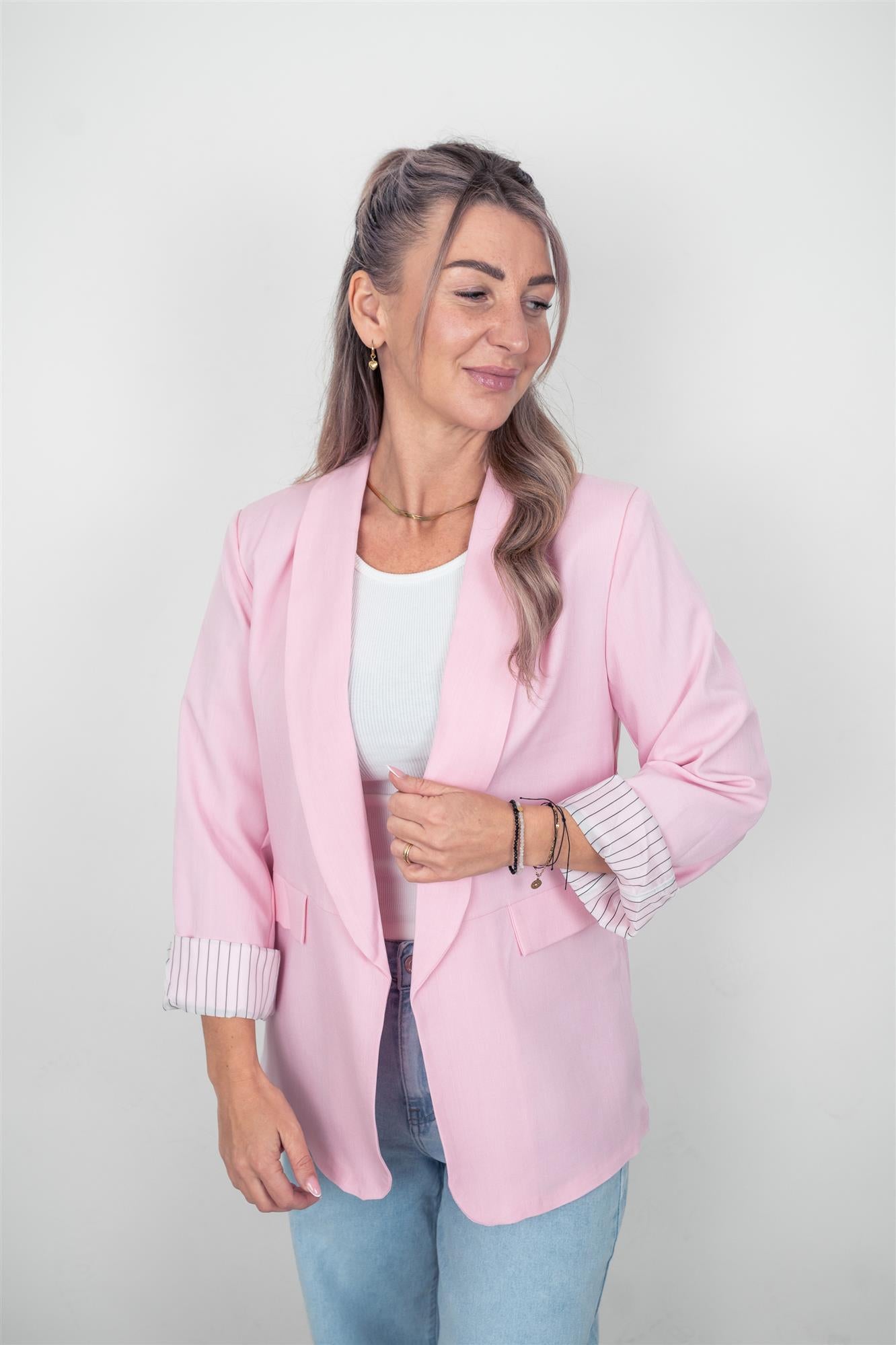 Blazer mit gestreiftem Futter