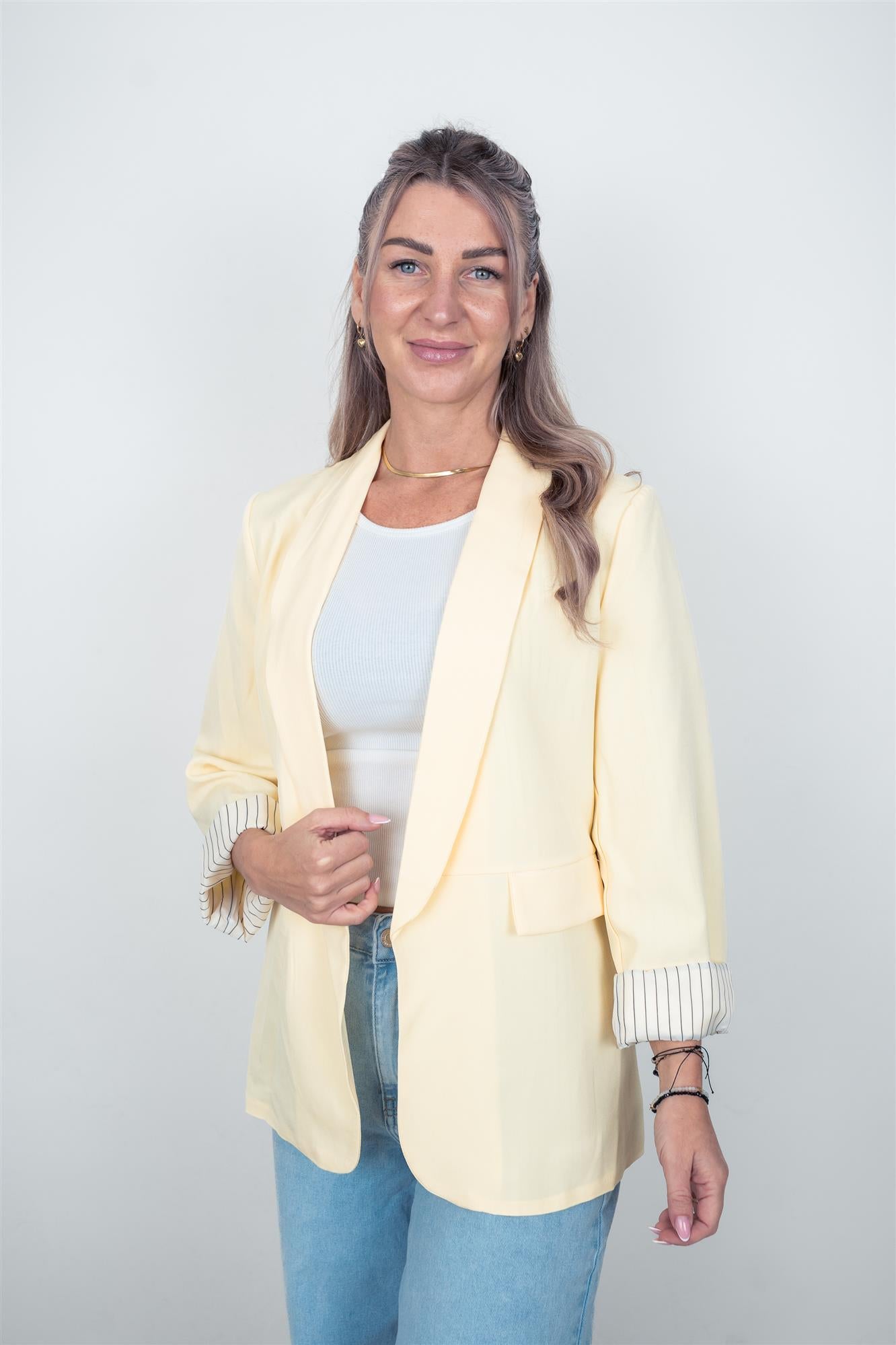 Blazer mit gestreiftem Futter