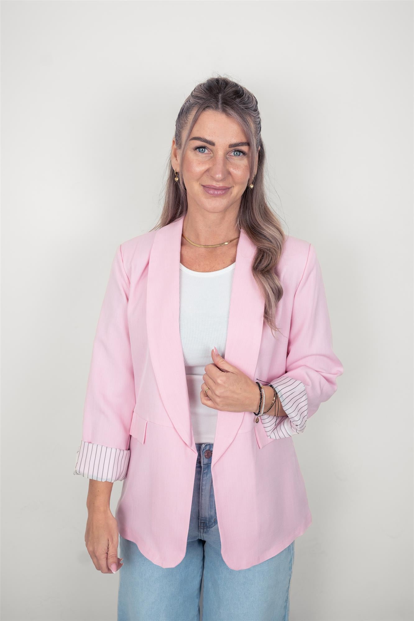 Blazer mit gestreiftem Futter