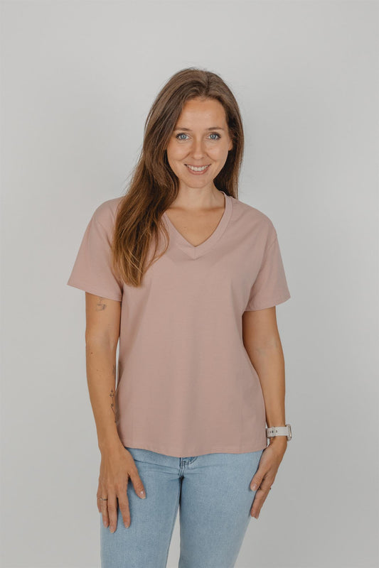 Kurzes T-Shirt mit V-Ausschnitt