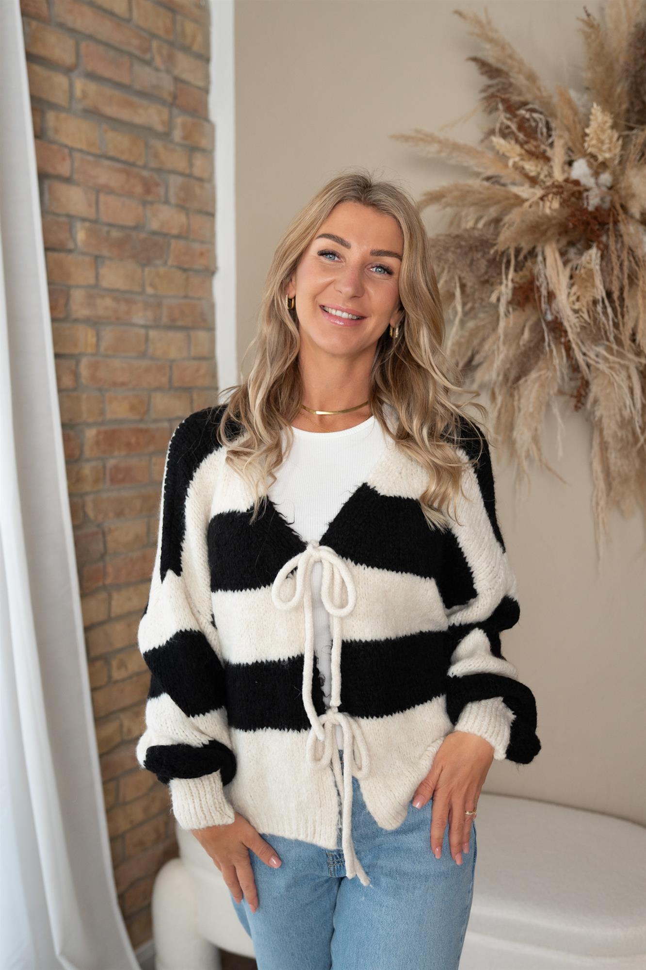 Cardigan gestreift mit Schleife